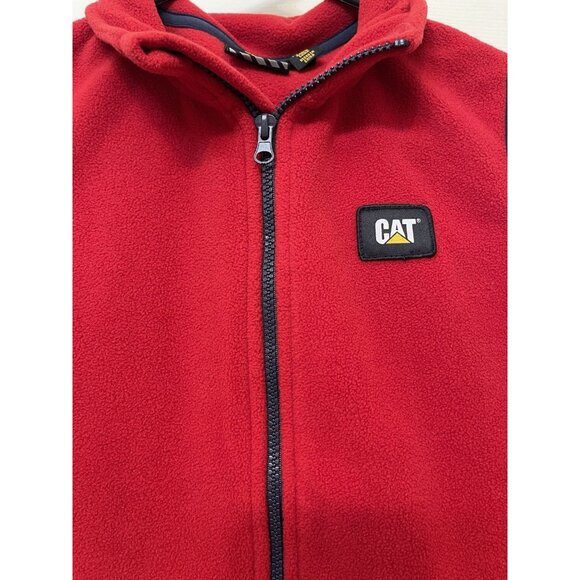 CAT Heavy Equipment Women's Full Zip-Up Vest Red Fleece Size: Lg 14/16 Workwear - Picture 2 of 11